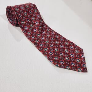 Vintage Villa Bugatti 100% Silk Red Multiprint Necktie Business Wedding Work
